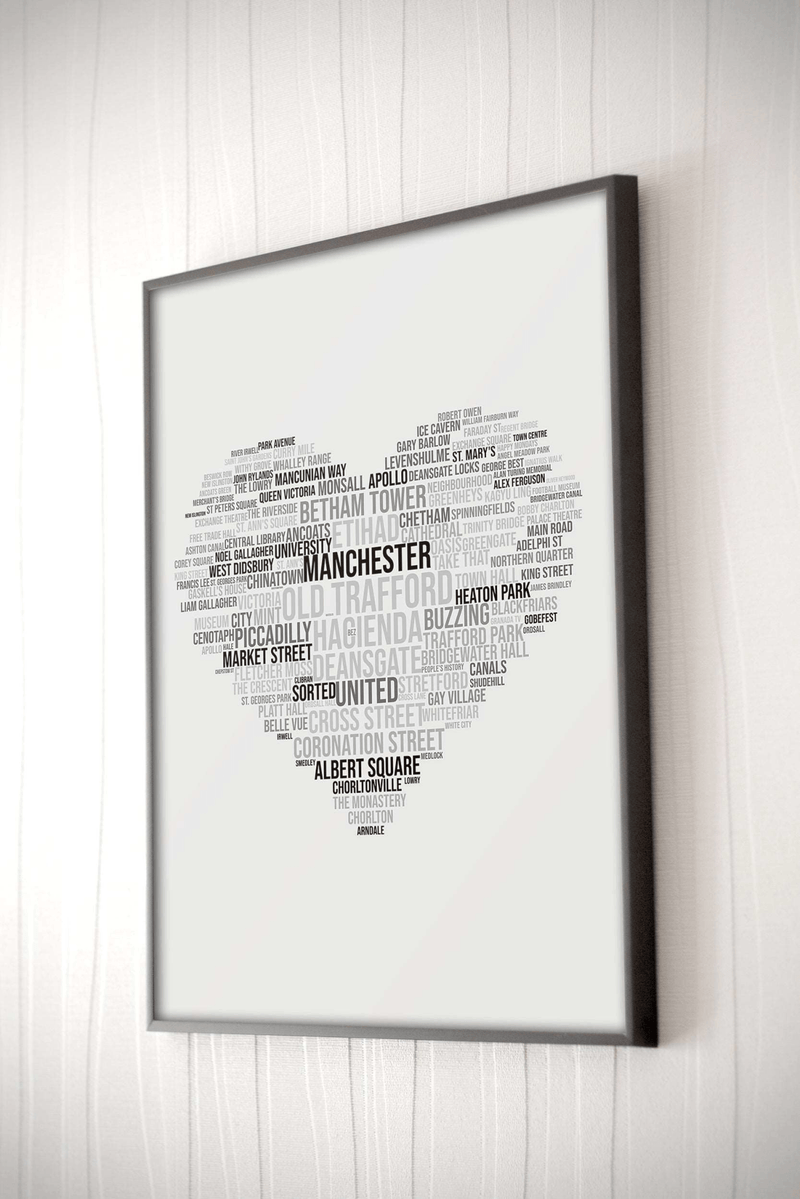 Manchester Words Heart Print Photo