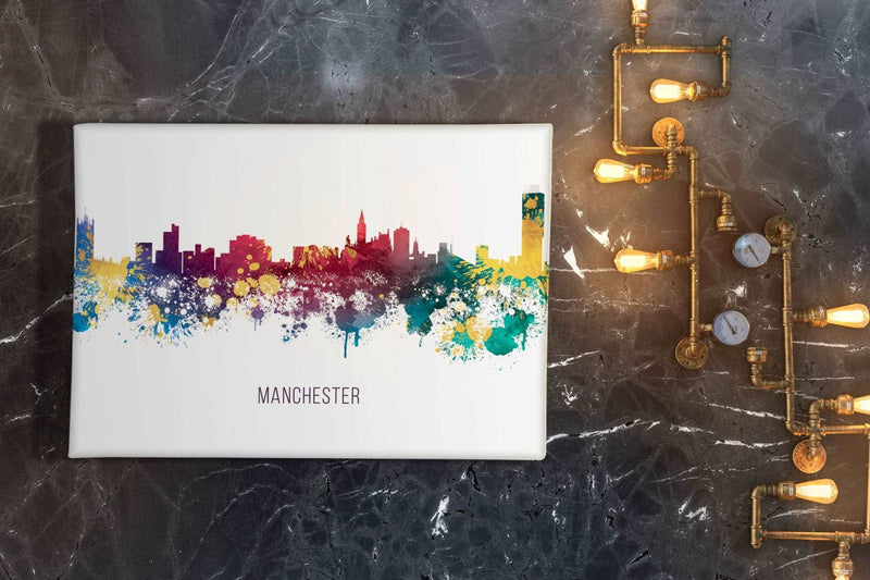 Multicolour Manchester Skyline Canvas Print