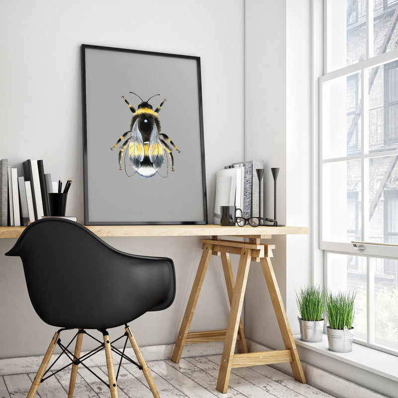 Grey Background Manchester Bee Print Photo Art - HD Manchester