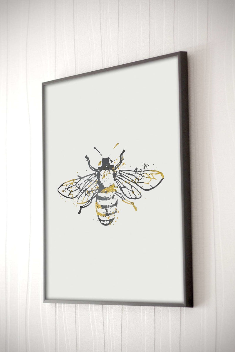 Grey Watercolour Manchester Bee Framed Photograph Print Photo Wall Art - HD Manchester