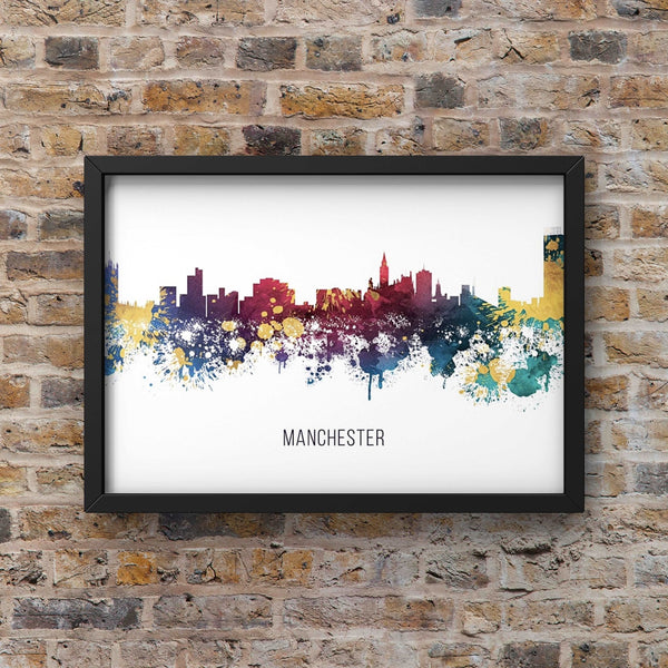 Multicolour Watercolour Manchester Skyline Landscape Photo Print
