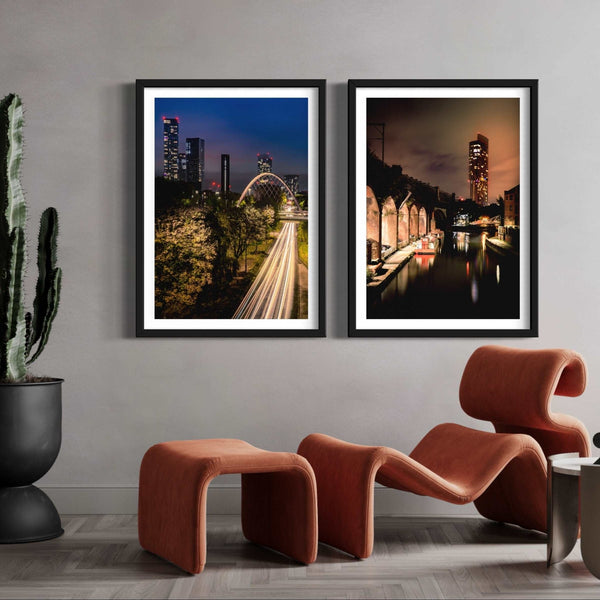 Set of 2 Manchester Prints x 2 Mounted frames